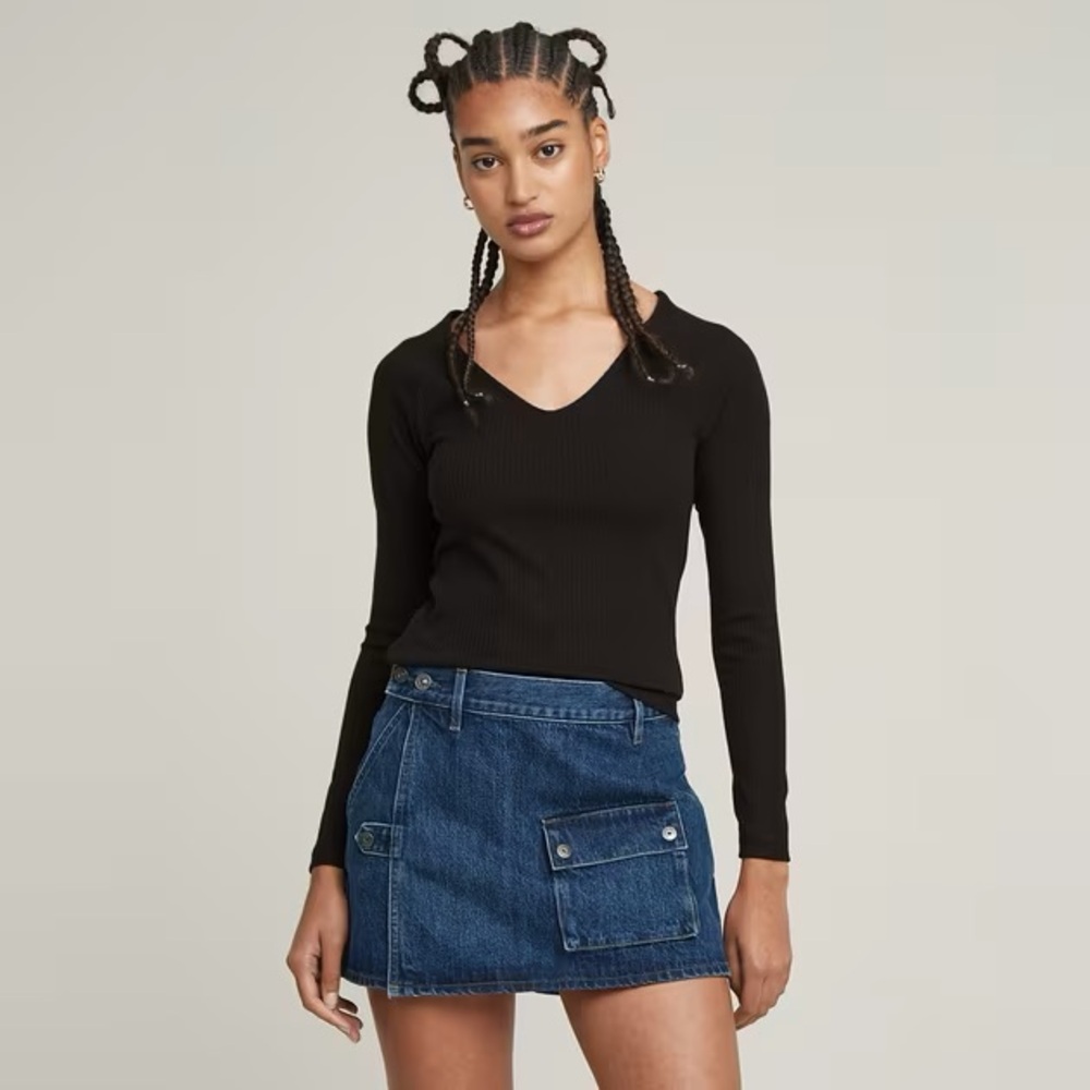 G star slim rib v neck top